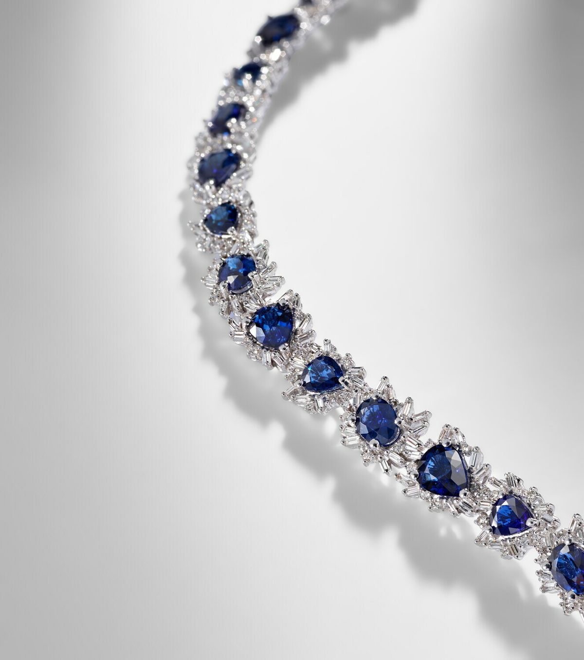 Suzanne Kalan 18kt white gold tennis bracelet with sapphires and diamonds