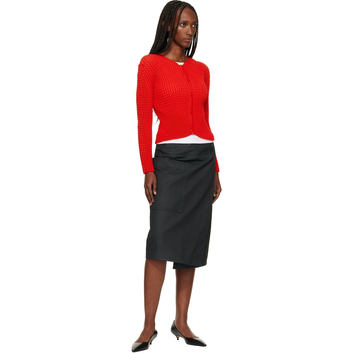 ISSEY MIYAKE Red October Spongy-58 Cardigan
