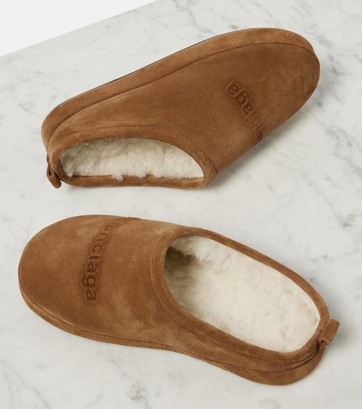 サンダル・ミュール Balenciaga Camel Suede Alaska Soft Slippers Balenciaga Alaska suede slippers Balenciaga