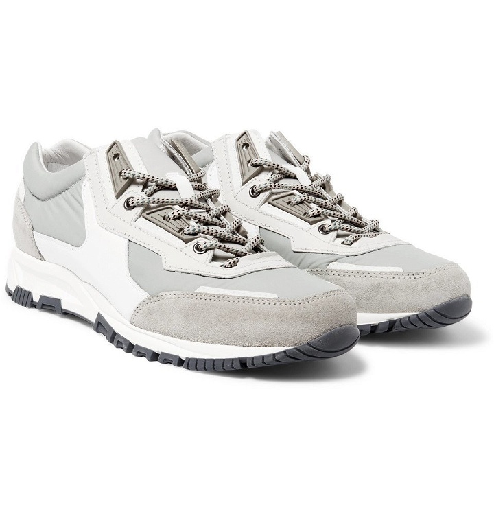 Photo: Lanvin - Leather, Suede and Shell Sneakers - Men - Gray