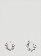 Debossed Logo Hoop Earrings in Silver