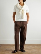 Boglioli - Straight-Leg Garment-Dyed Cotton-Blend Twill Trousers - Brown