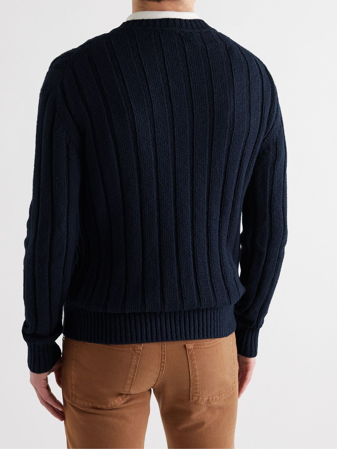 Loro Piana - Slim-Fit Cable-Knit Cotton Sweater - Blue Loro Piana