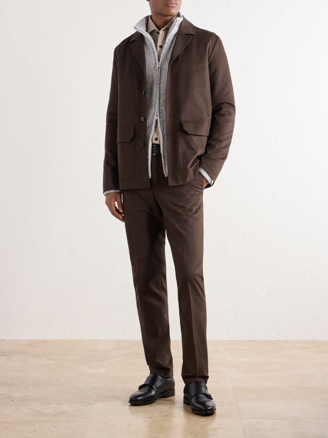 Slowear - Cotton and Cashmere-Blend Gabardine Blouson Jacket - Brown