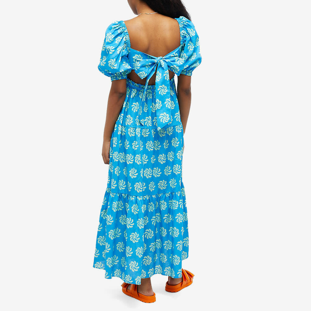 gianna blue dress Gianna Smocked Puffy Sleeve Dress In Blue Porcelain – The Design Closets main image 1