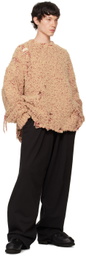 doublet Beige Oversized Damaged Sweater