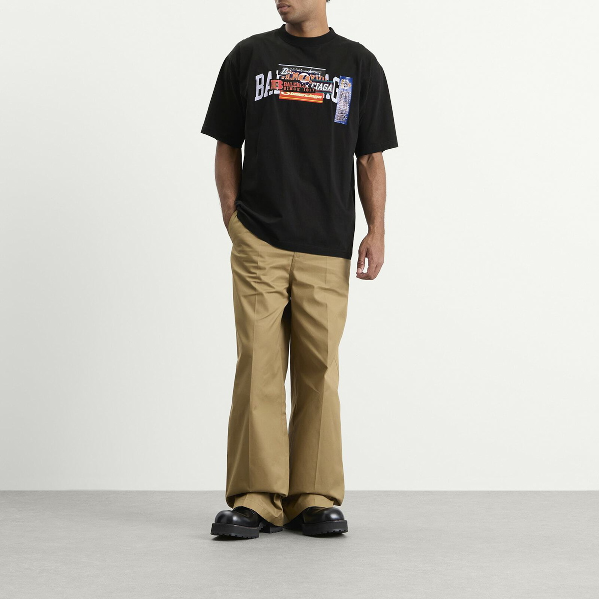 Balenciaga Men's Bumper Stickers T-Shirt in Black
