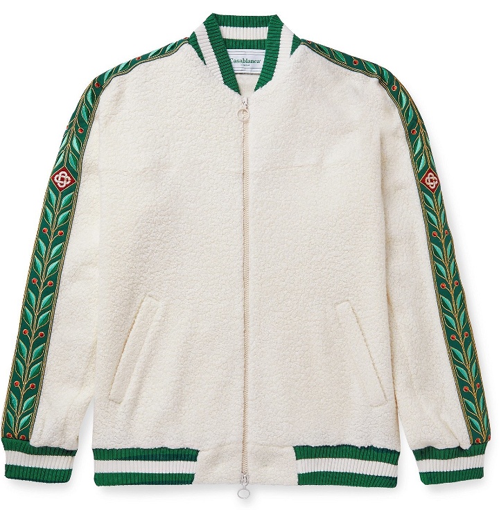 Photo: Casablanca - Jacquard-Trimmed Terry Track Jacket - White