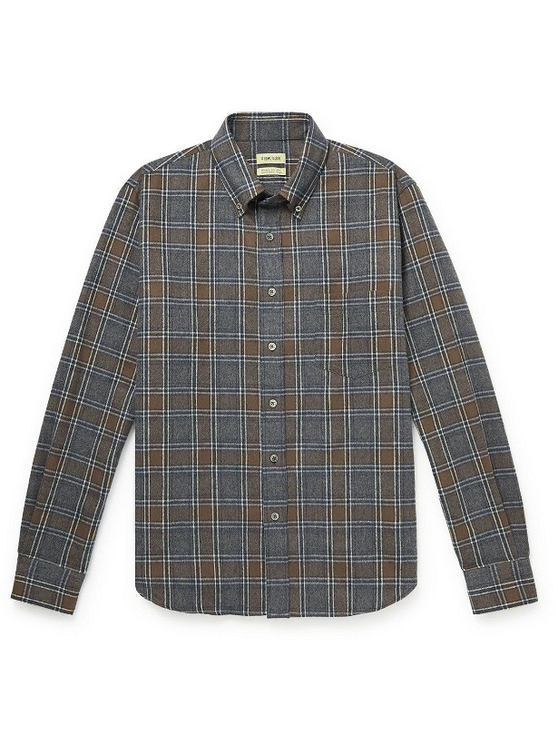 Photo: De Bonne Facture - Button-Down Collar Checked Brushed Cotton-Flannel Shirt - Gray