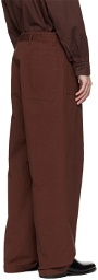 LEMAIRE Brown Seamless Belted Trousers