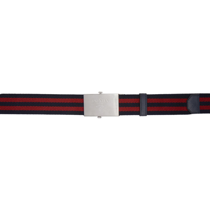 Photo: Prada Navy and Red Nylon Logo Belt 