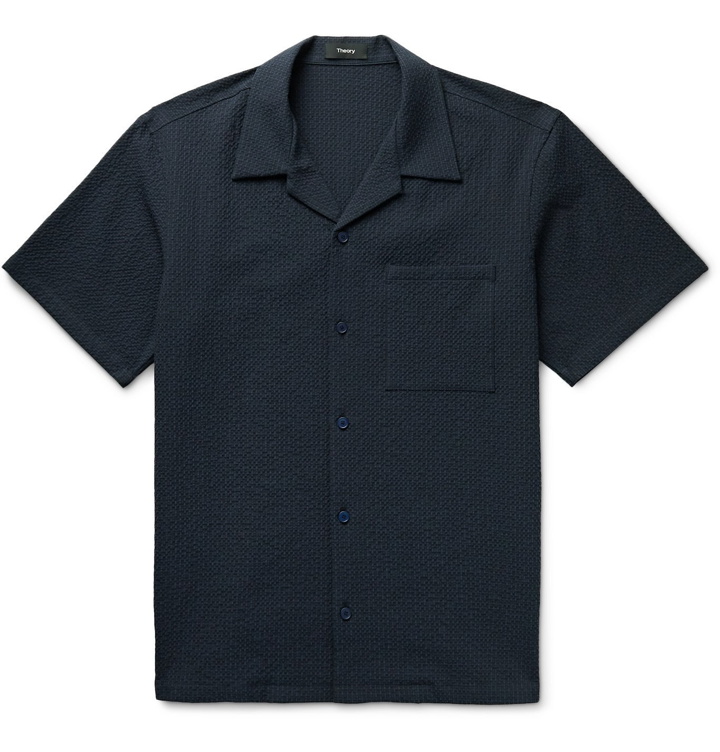 Photo: Theory - Weldon Camp-Collar Seersucker Shirt - Blue