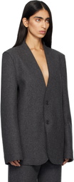 MARIE ADAM-LEENAERDT Gray Base Classic Single Breast Blazer