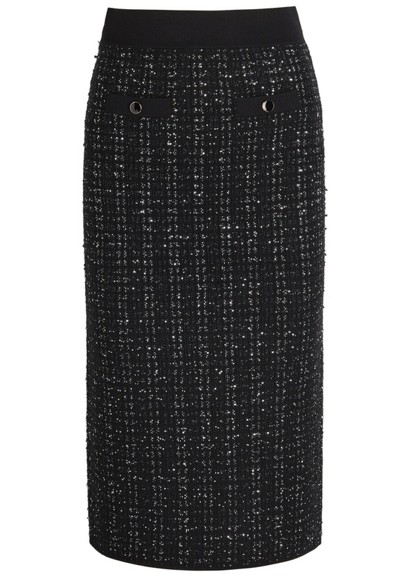Photo: Veronica Beard Corbin Sequin-embellished Knit Midi Skirt Black