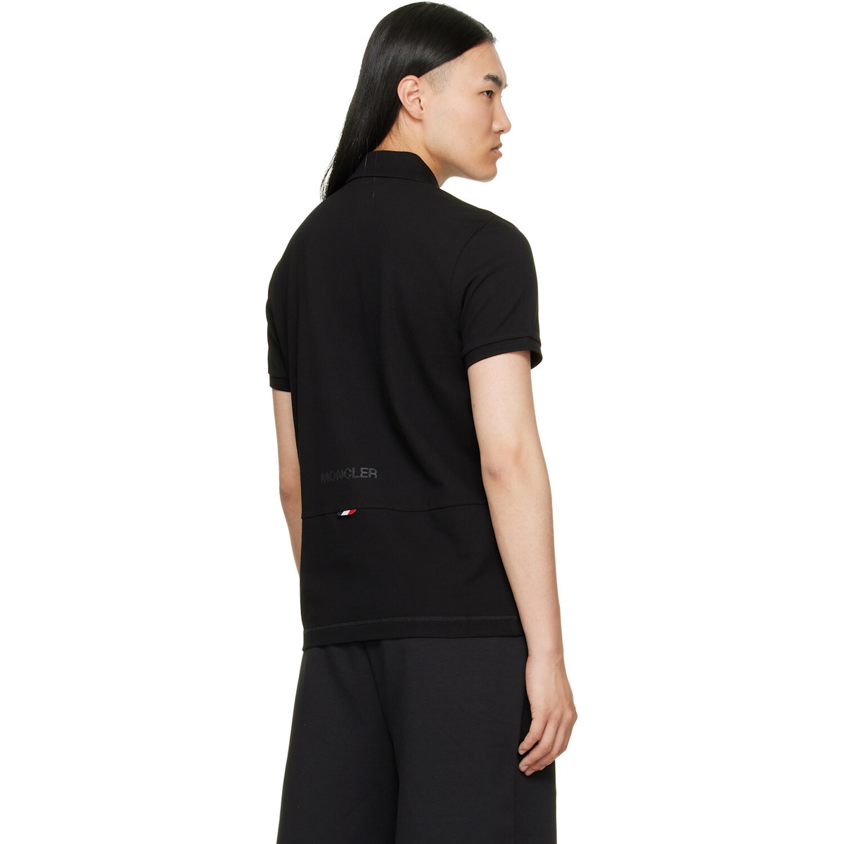 Moncler Black Logo Cotton Piquet Polo