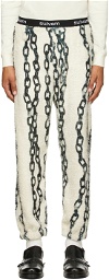 Sulvam Off-White & Green Chain Fleece Lounge Pants