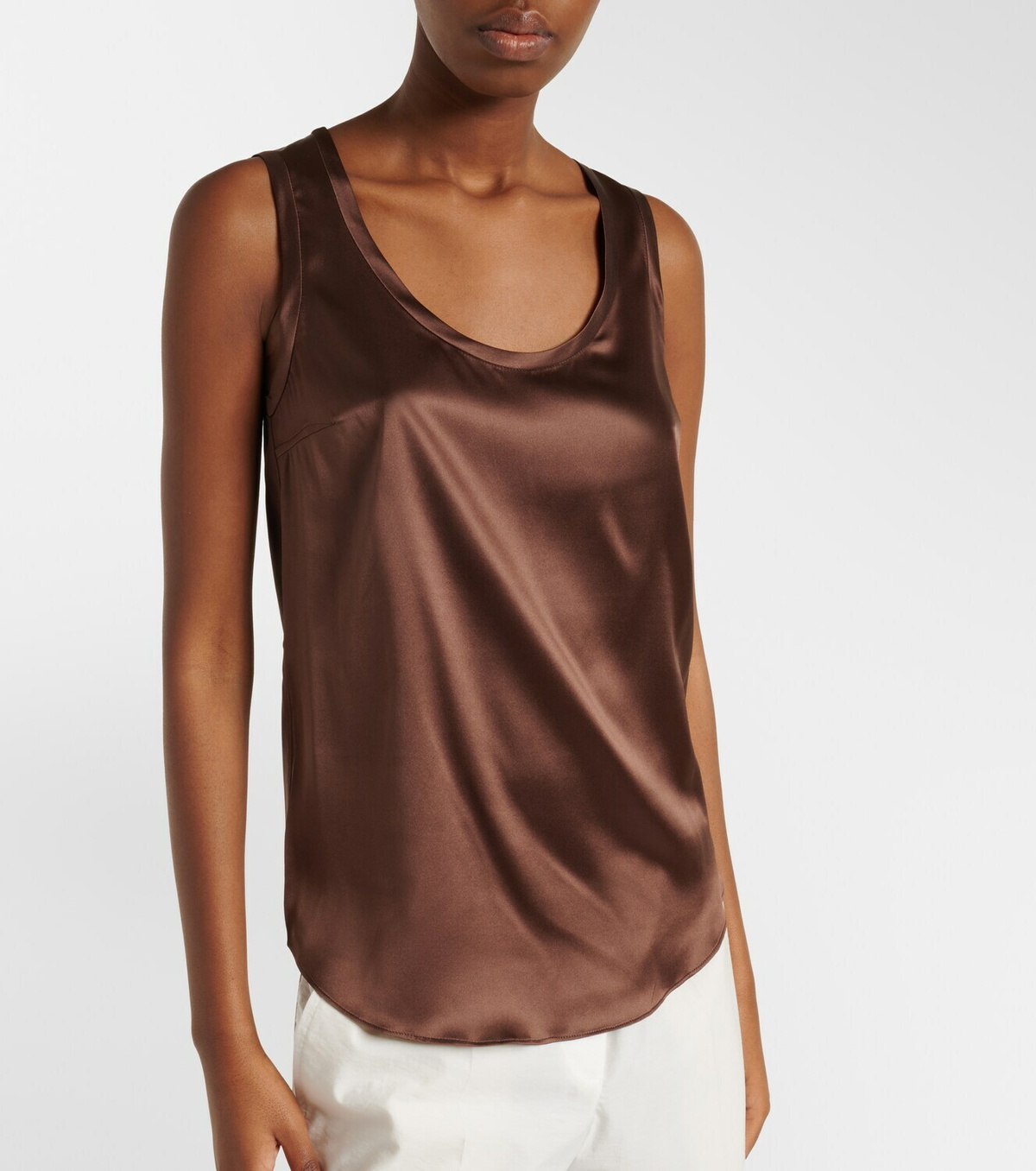 Brunello Cucinelli Silk-blend satin tank top