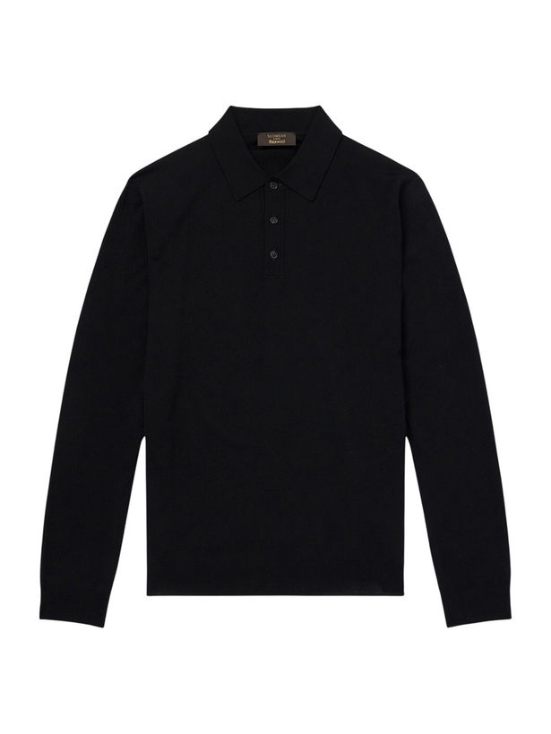 Photo: Slowear - Slim-Fit Flexwool Polo Shirt - Black