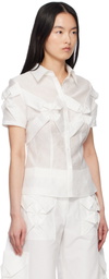 J.Kim White Smocked Flower Shirt