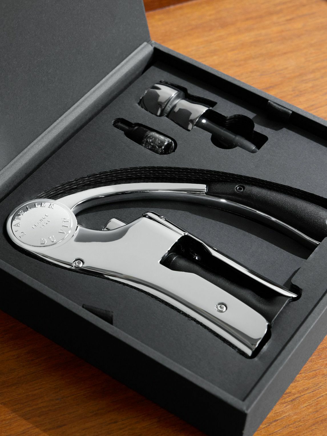 L'Atelier Du Vin - Up & Down Silver-Tone and Leather Corkscrew and Champagne Stopper Set