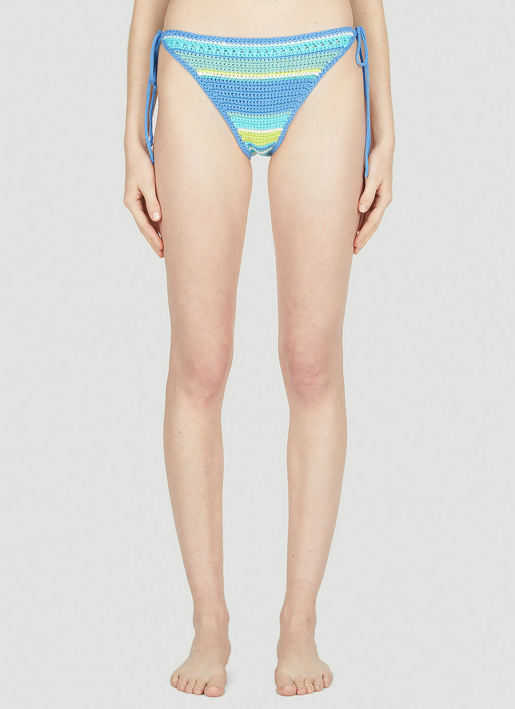 GANNI - Crochet String Bikini Bottoms in Blue GANNI