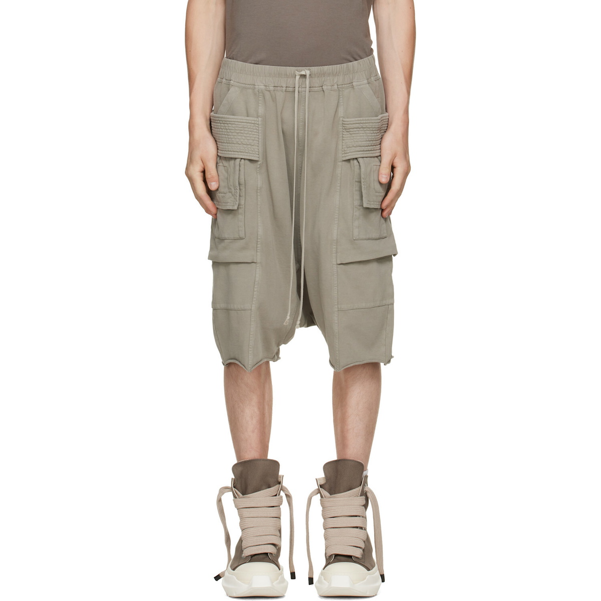 Rick Owens DRKSHDW Taupe Tower Creatch Cargo Pods Shorts