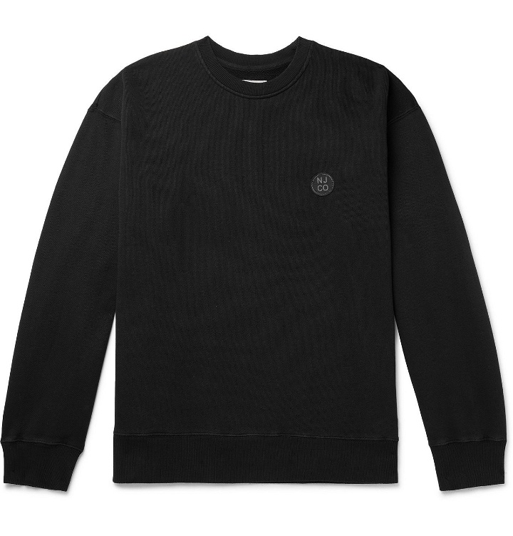 Photo: Nudie Jeans - Lukas Logo-Appliquéd Organic Fleece-Back Cotton-Jersey Sweatshirt - Black