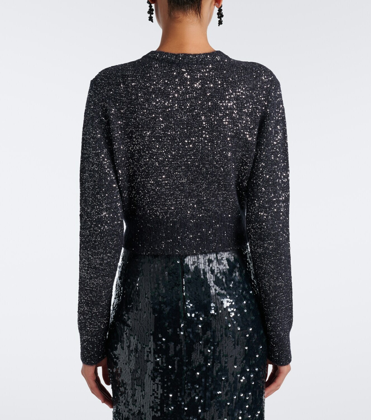Erdem Cropped embellished alpaca-blend cardigan