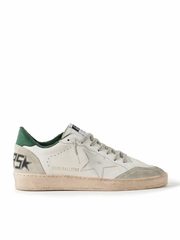 Photo: Golden Goose - Ball Star Distressed Suede-Trimmed Leather Sneakers - White