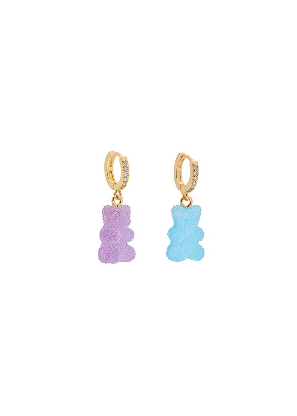 Photo: Crystal Haze Fizzy Nostalgia Bear 18kt Gold-plated Hoop Earrings - Purple - One Size