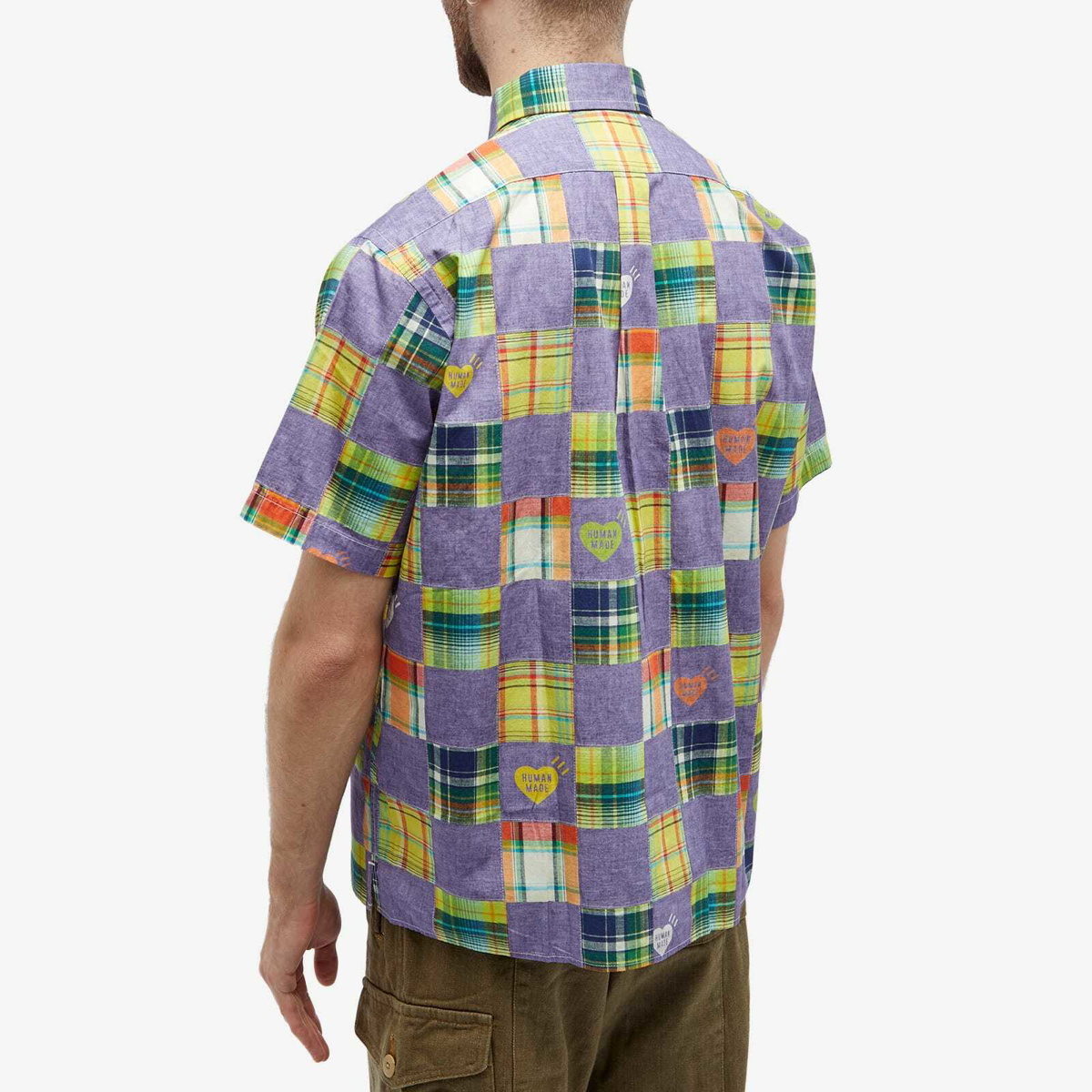 Human Made Men's Short Sleeve Patchwork Print Shirt in Blue Human Made