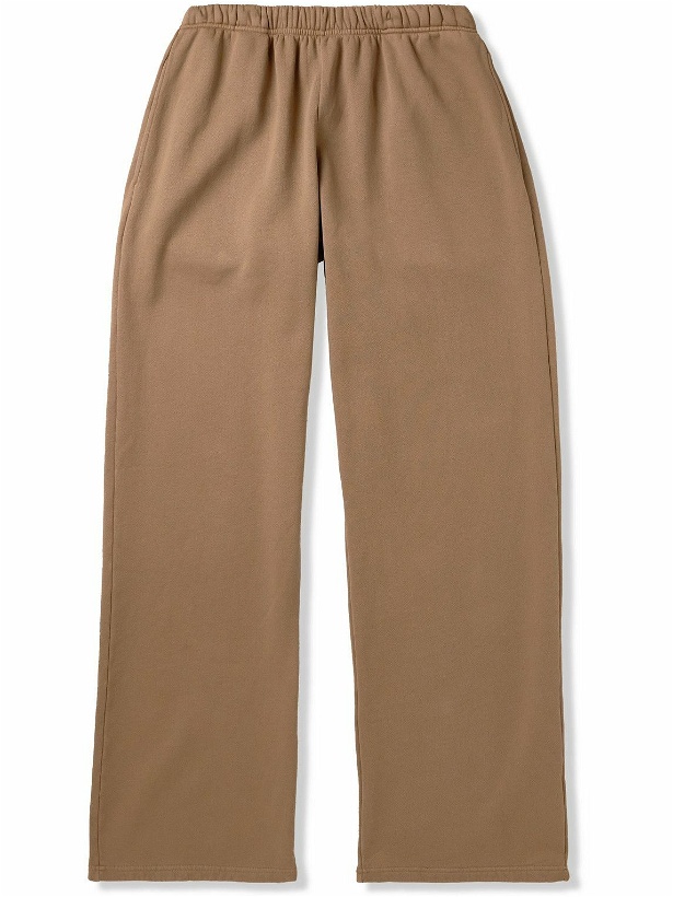 Photo: Les Tien - Puddle Wide-Leg Garment-Dyed Cotton-Jersey Sweatpants - Brown
