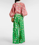 Alémais Printed linen wide-leg pants