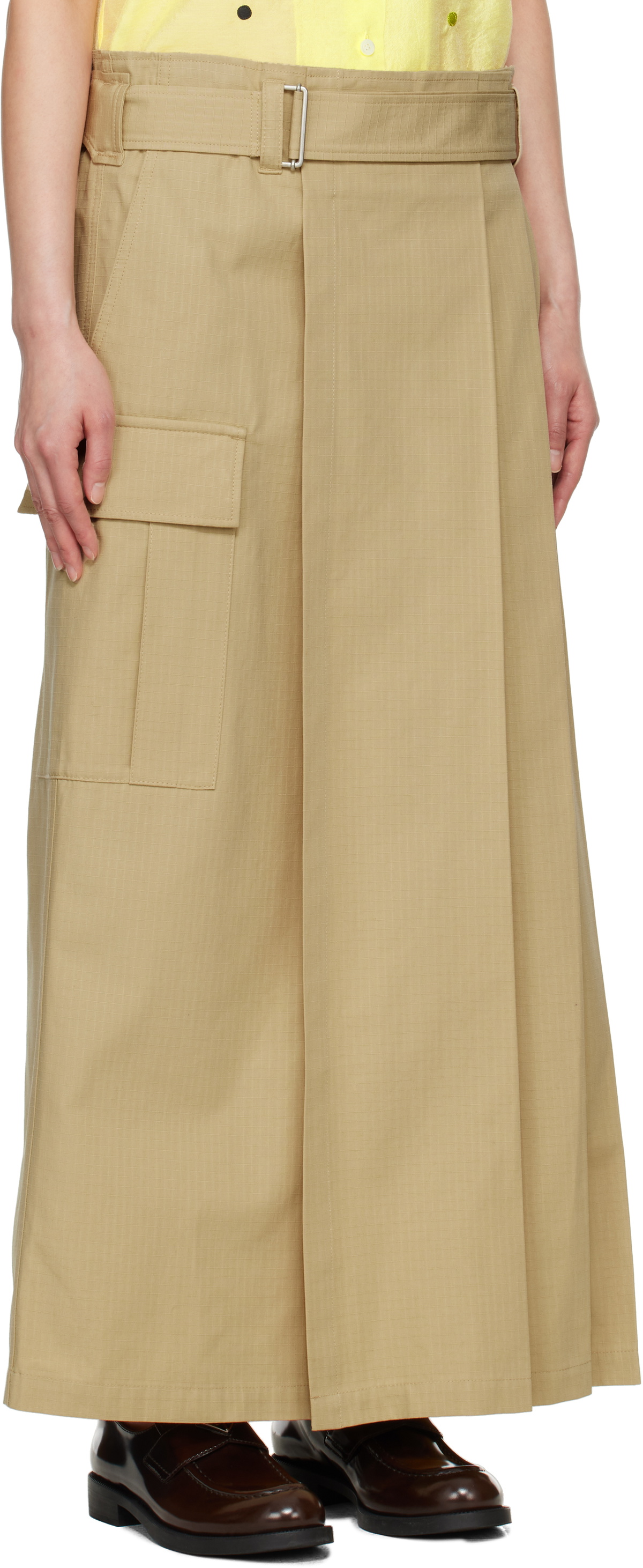 Kenzo Beige Kenzo Paris Cargo Cotton Ripstop Maxi Skirt