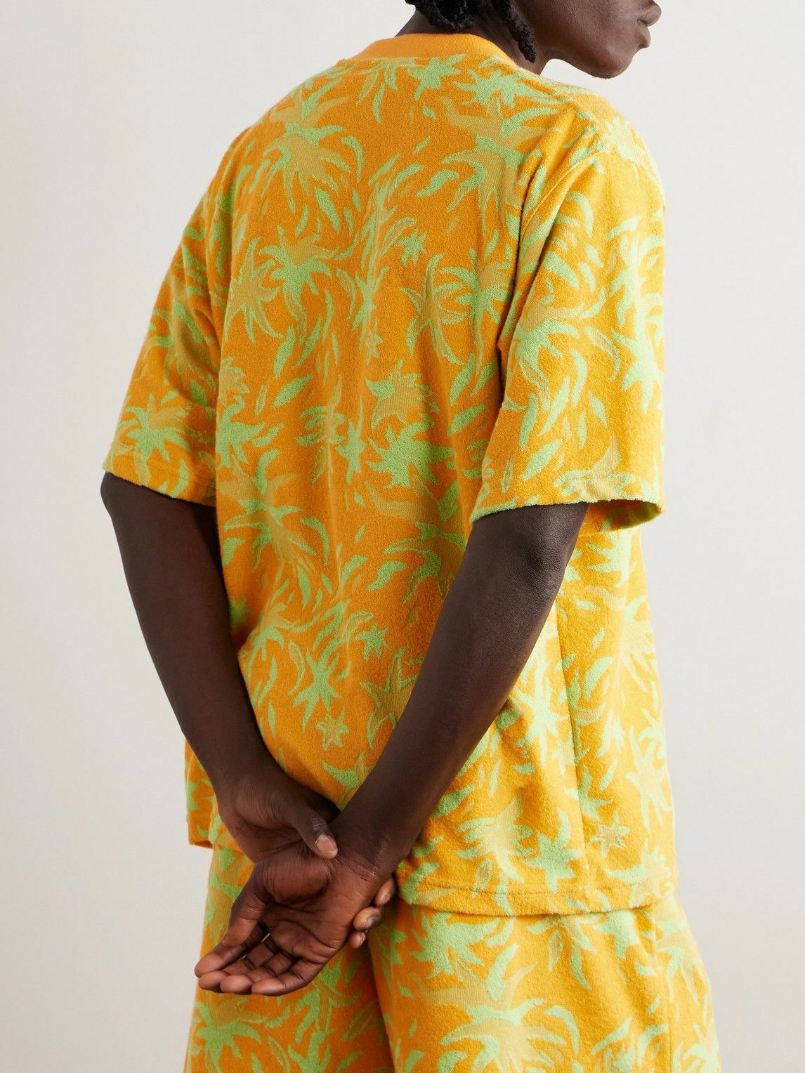Marni - No Vacancy Inn Cotton-Blend Terry-Jacquard T-Shirt - Yellow