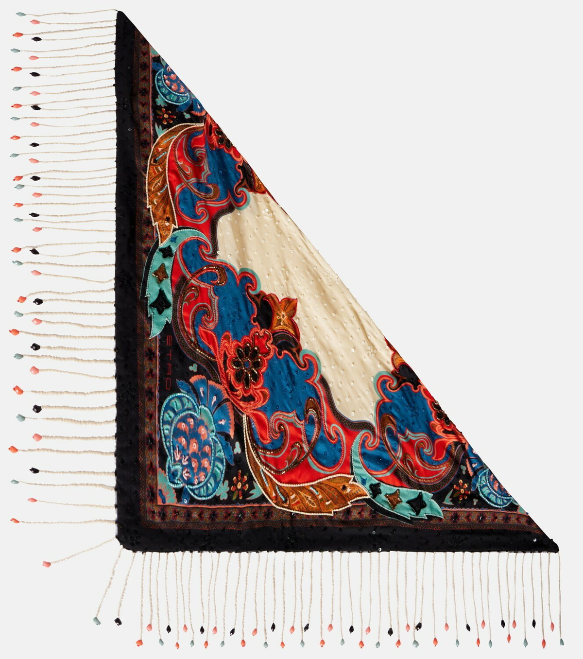 Etro Embellished printed silk scarf