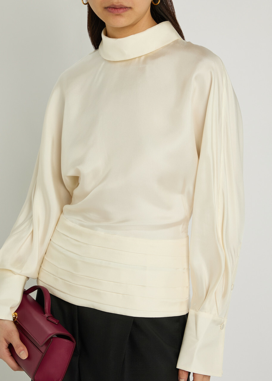 Rohe Tuxedo Reversed-collar Silk top Cream