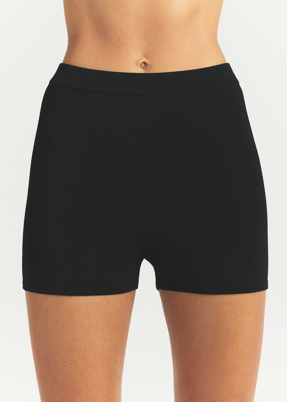 Skims High-waisted Knit Shorts Black