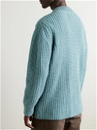 NN07 - Benzon 6533 Ribbed Recycled Wool-Blend Cardigan - Blue