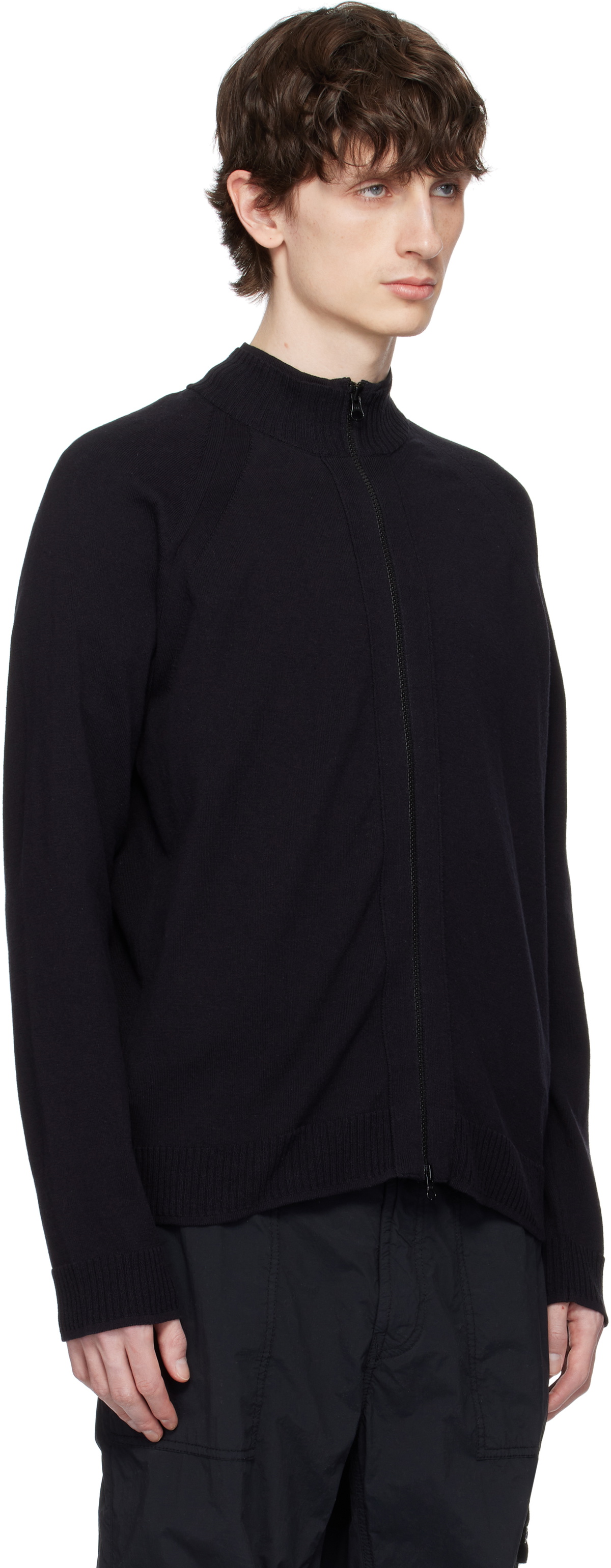 Stone Island Navy Light Raw Hand Organic Cotton Cardigan Stone Island