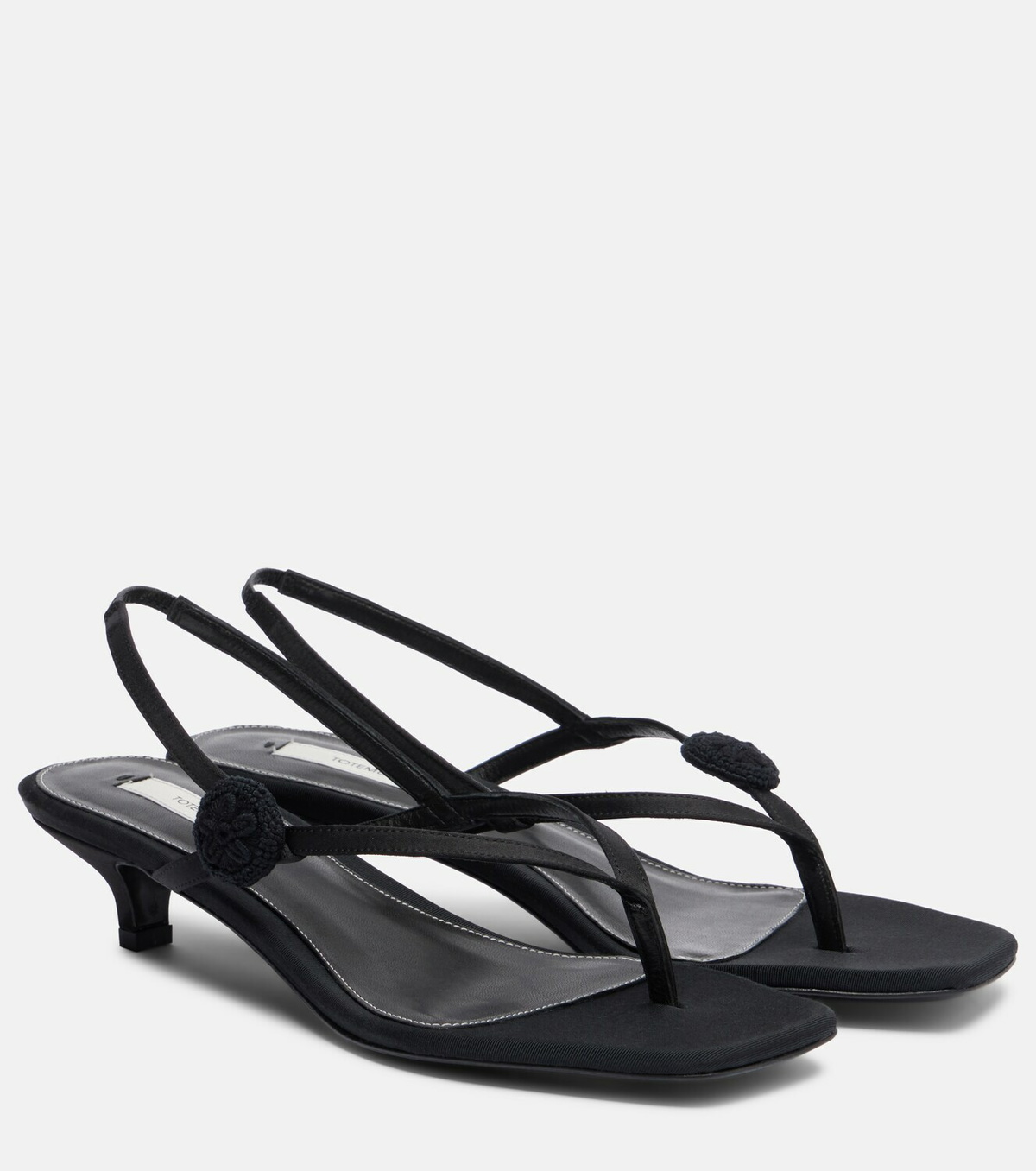 Toteme Floral-appliqué suede slingback sandals