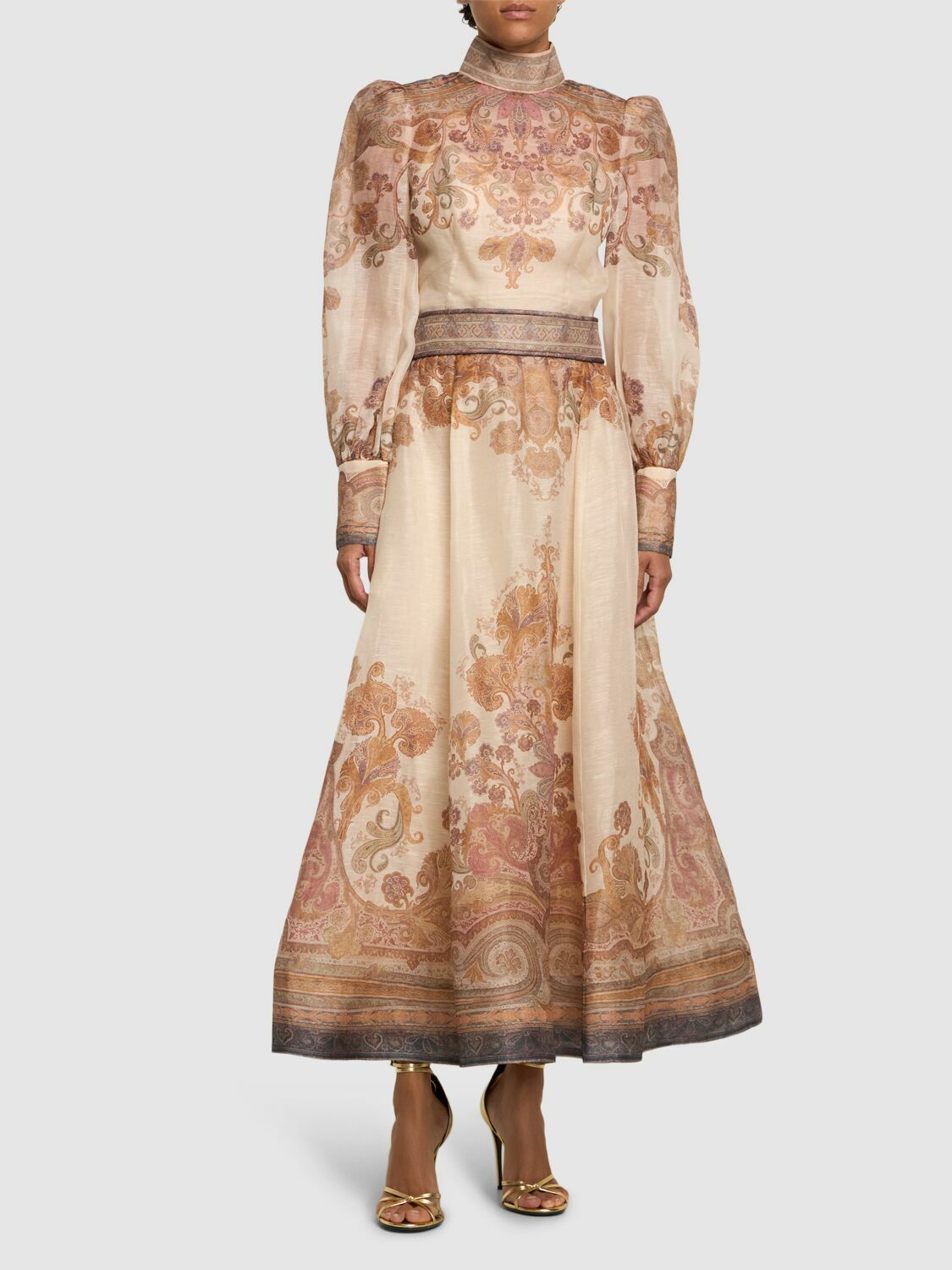 スカート ZIMMERMANN Cappuccino Organza Dawning Skirt ZIMMERMANN Illustration Printed Organza Midi Skirt Zimmermann