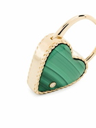 Yvonne Léon 9K Yellow Gold Creole Cadenas Coeur Malachite Single Drop Earring