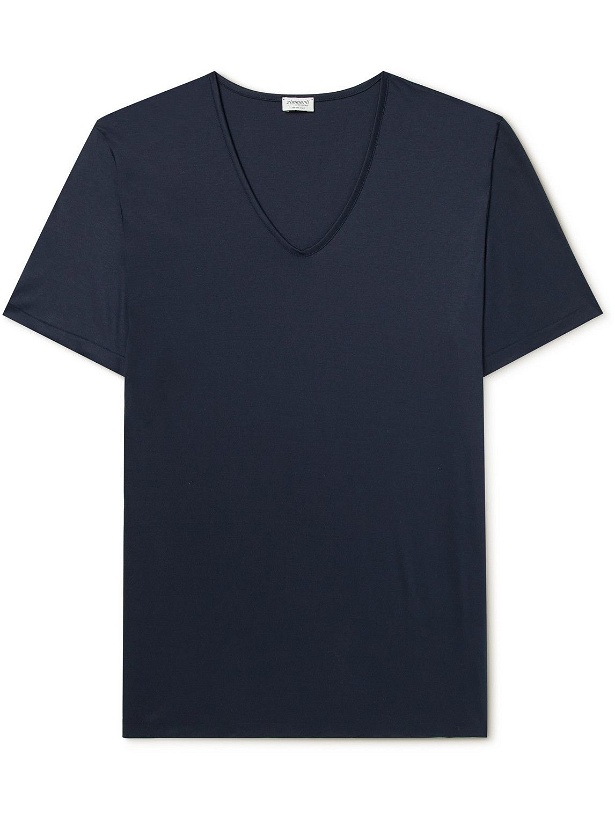 Photo: Zimmerli - Slim-Fit Sea Island Cotton-Jersey T-Shirt - Blue