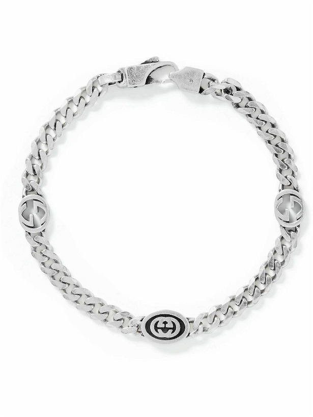 Photo: GUCCI - Sterling Silver and Enamel Chain Bracelet - Silver