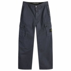 Stone Island Men's Brushed Cotton Canvas Cargo Pants in Navy Blue