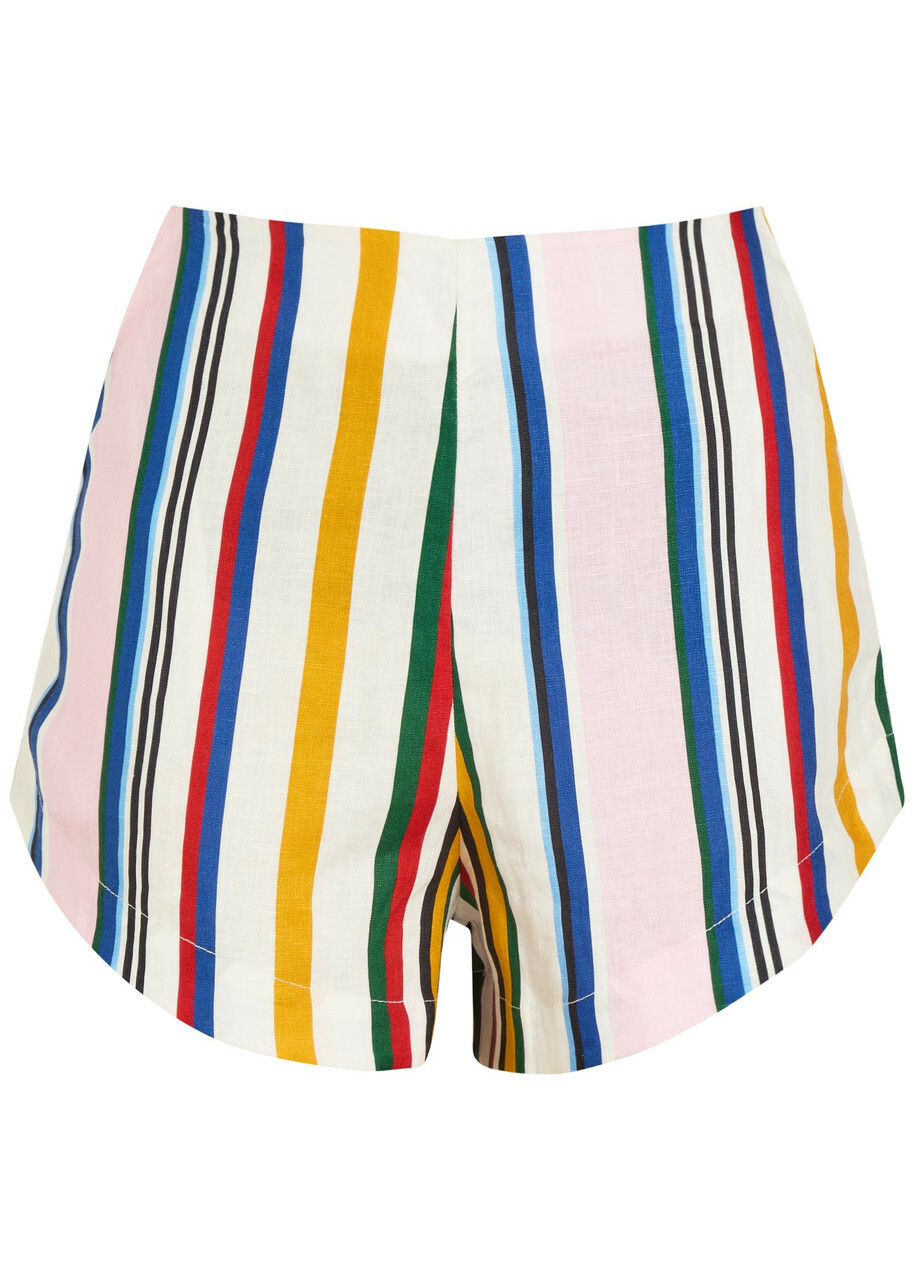 Cala DE LA Cruz Bahamas Striped Linen Shorts Stripe