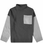 JW Anderson Men's Patch Pocket Turtleneck Jumper in Graphite/Grey