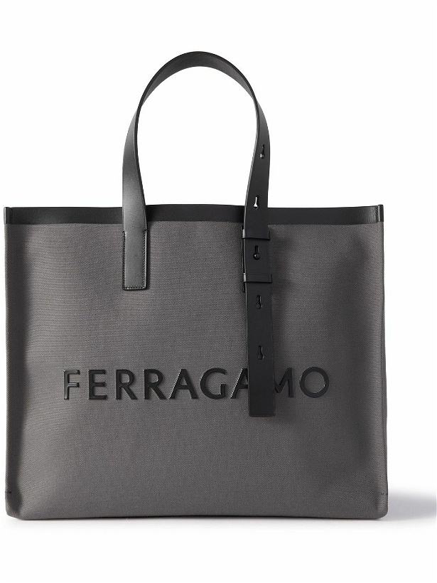 Photo: FERRAGAMO - Logo-Appliquéd ECO Leather-Trimmed Canvas Tote Bag
