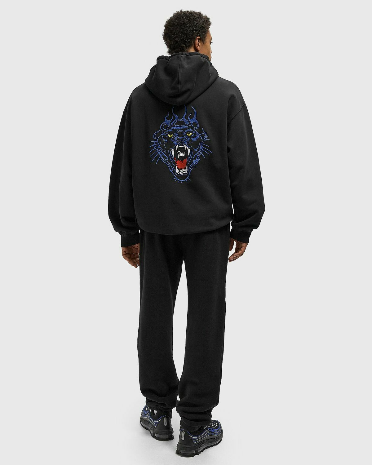 PATTA Embroidered Fire Panther Hooded Sweater Black Mens Hoody
